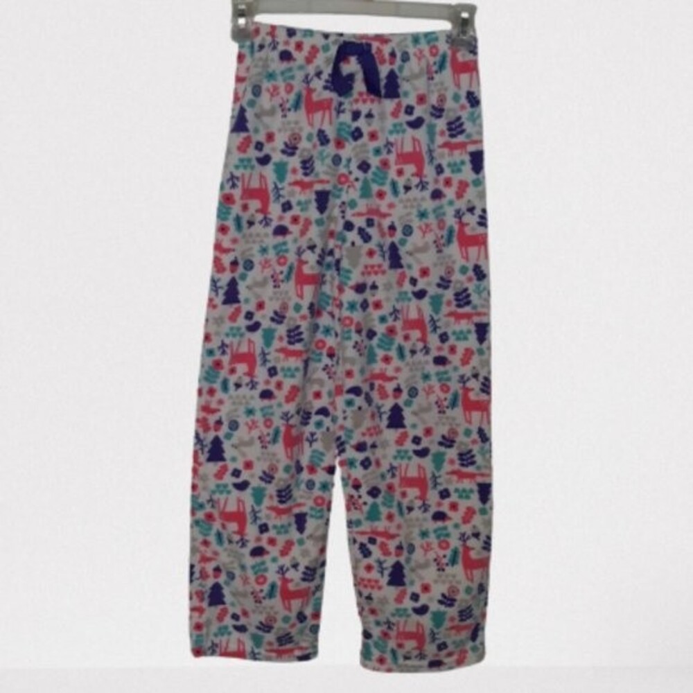 Carter's Girl's Fleece Pajama Bottom size 10 white purple pink teal pants A224